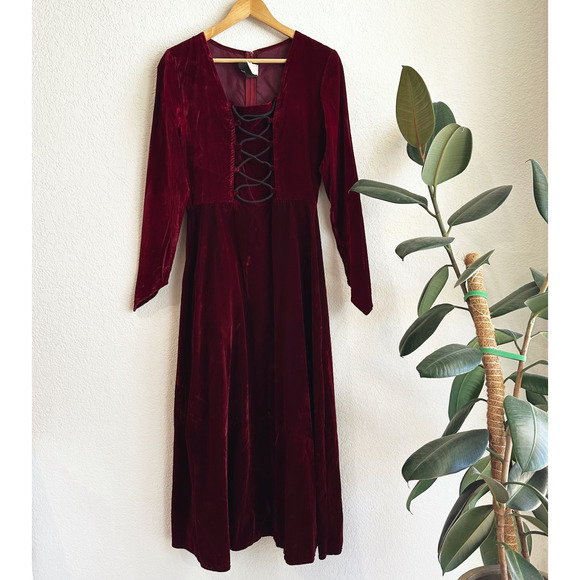 VTG 90s Morbid Threads Velvet Dress Small Gothic Renaissance Regancycore Costume - Picture 1 of 10